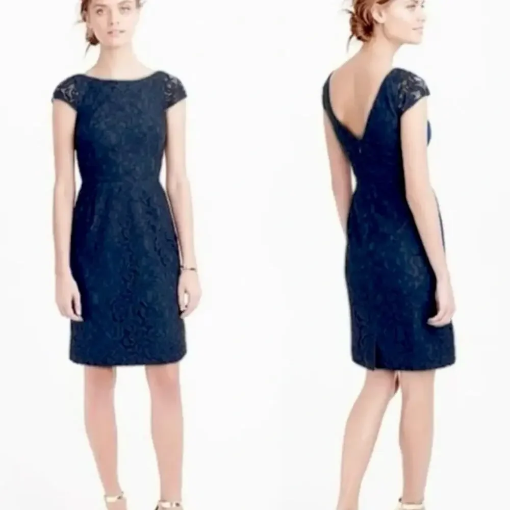 J. Crew Lace Midi Sheath Pencil Elsa Dress in Black Women's 00 $198 A6005